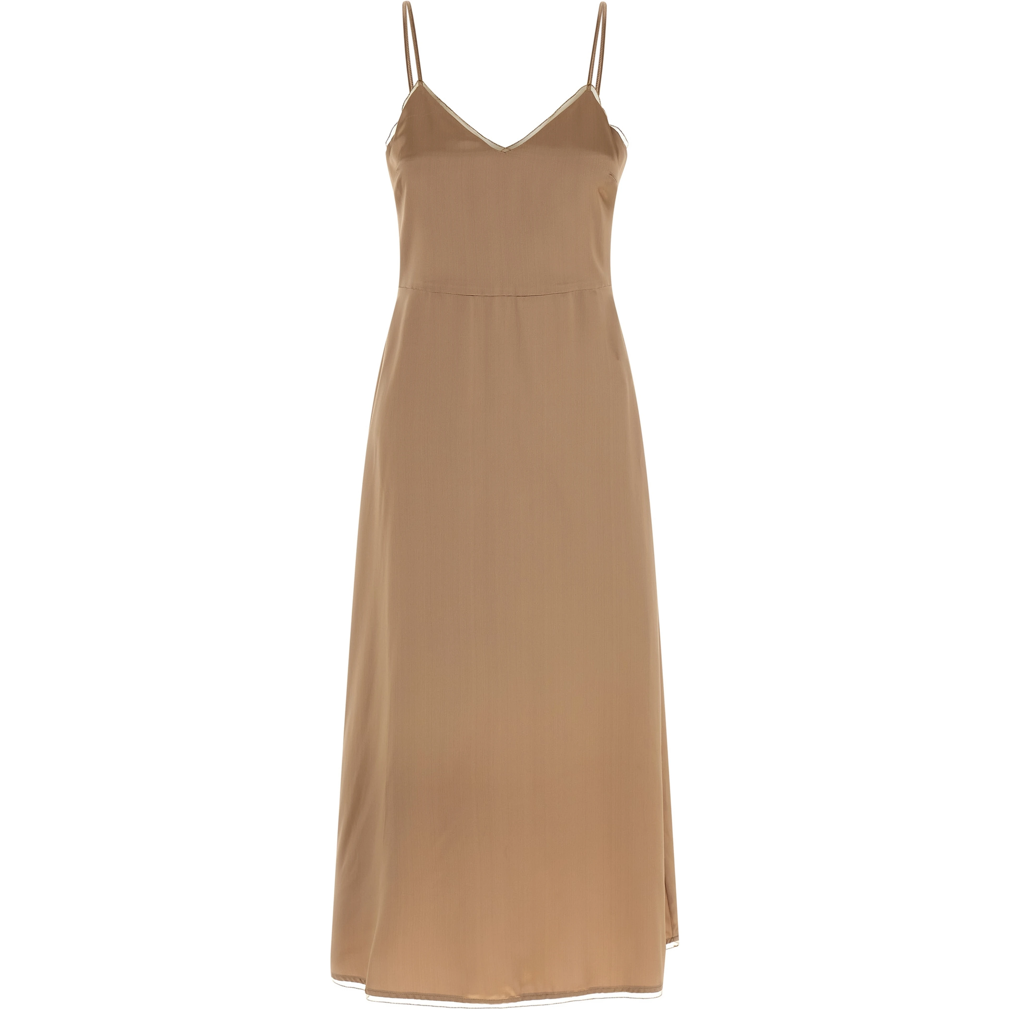 Beige Viscose Midi Dress
