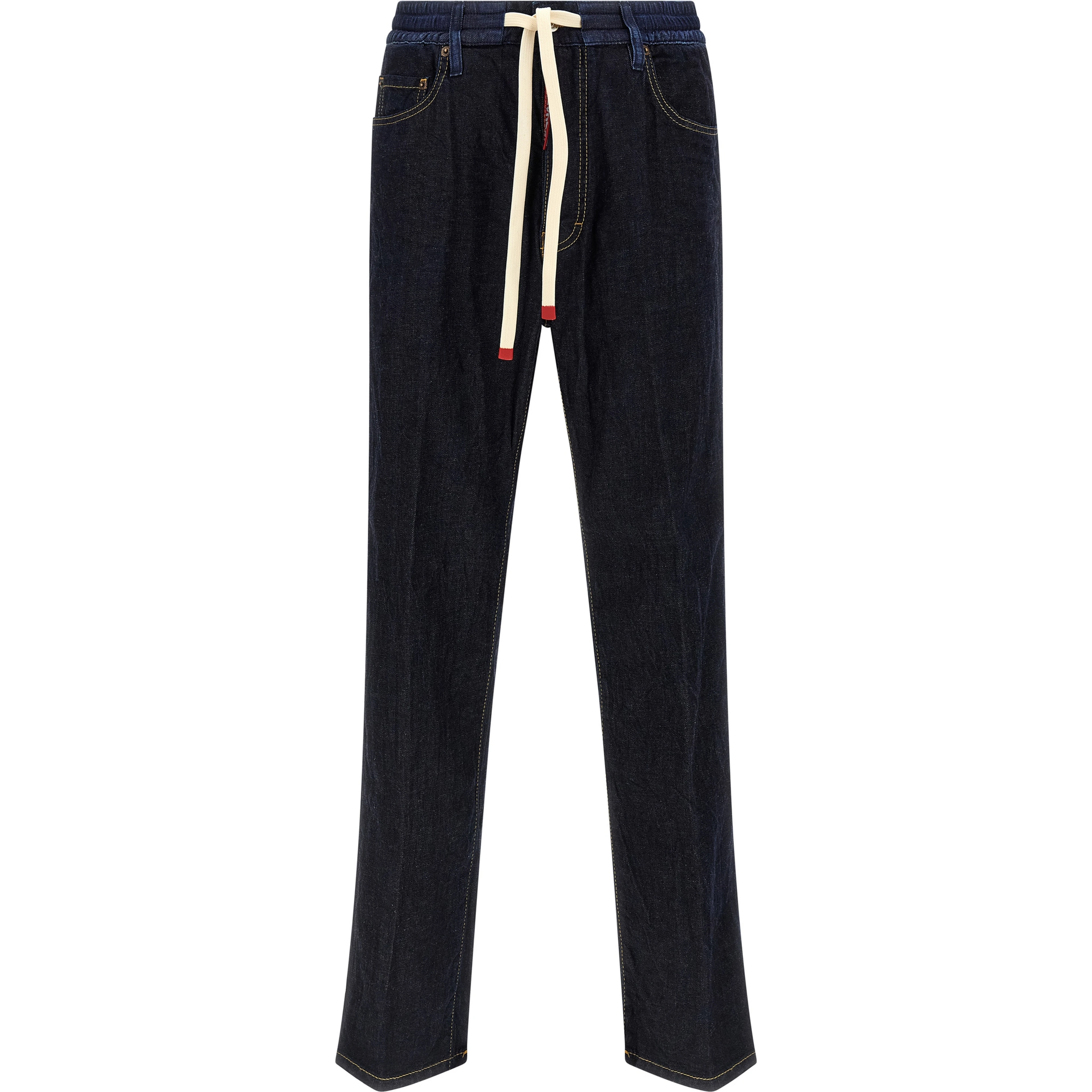 Blue Cotton Straight-Leg Jeans
