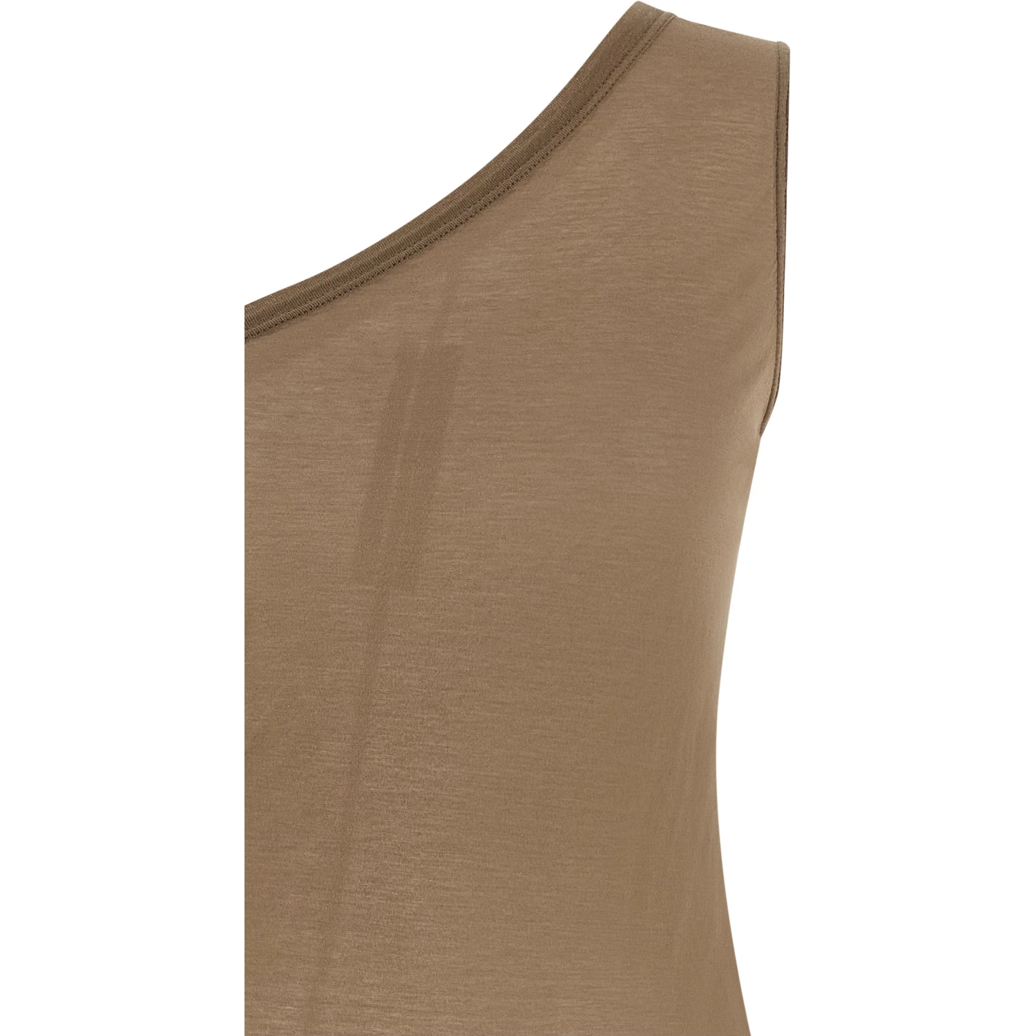 Beige Cotton Sleeveles T-Shirt