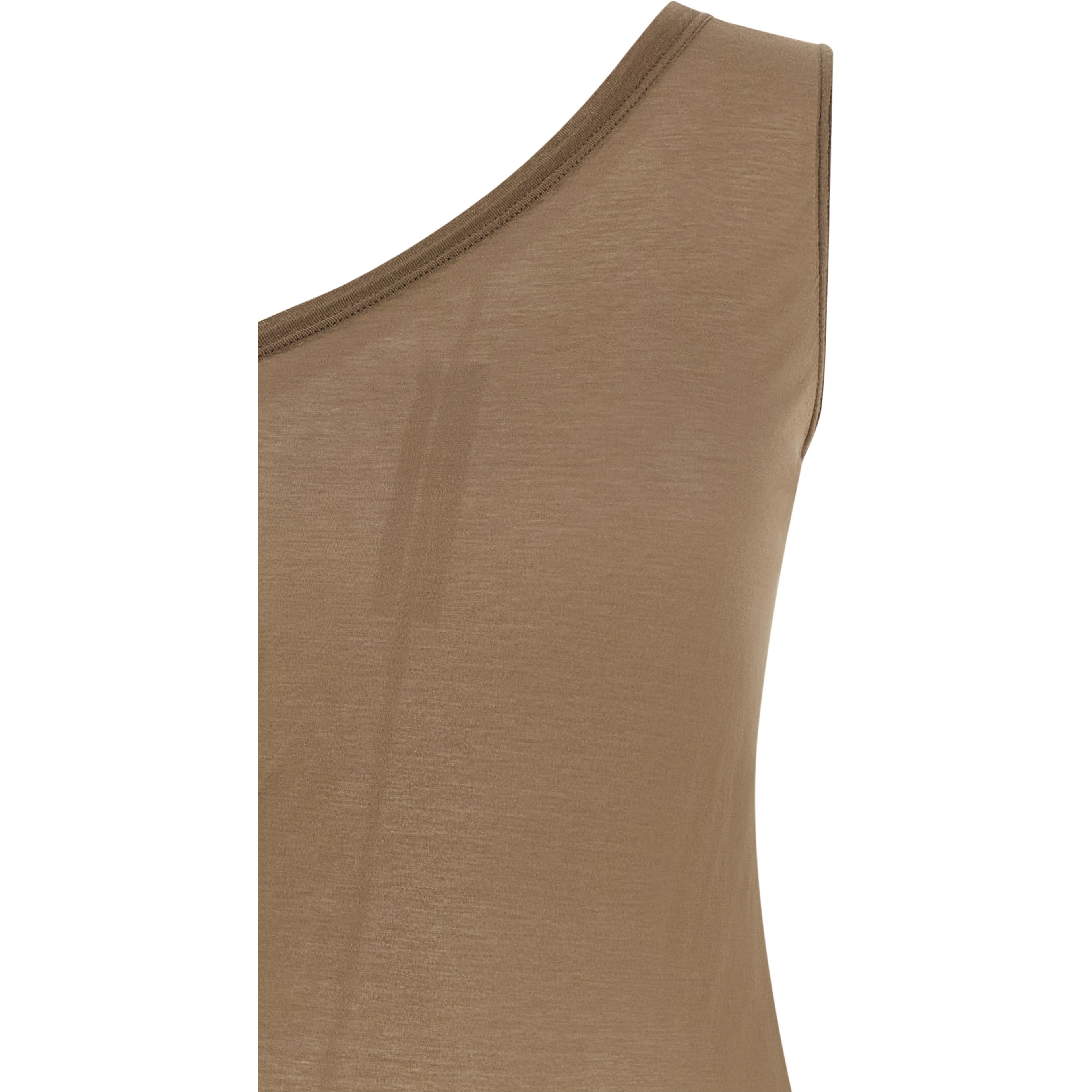 Beige Cotton Sleeveles T-Shirt