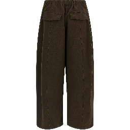 Brown Cotton Casual Pants