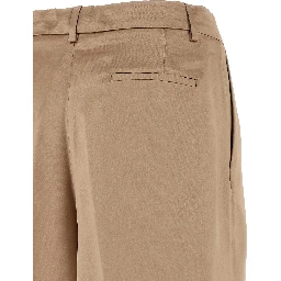 Beige Viscose Casual Pants