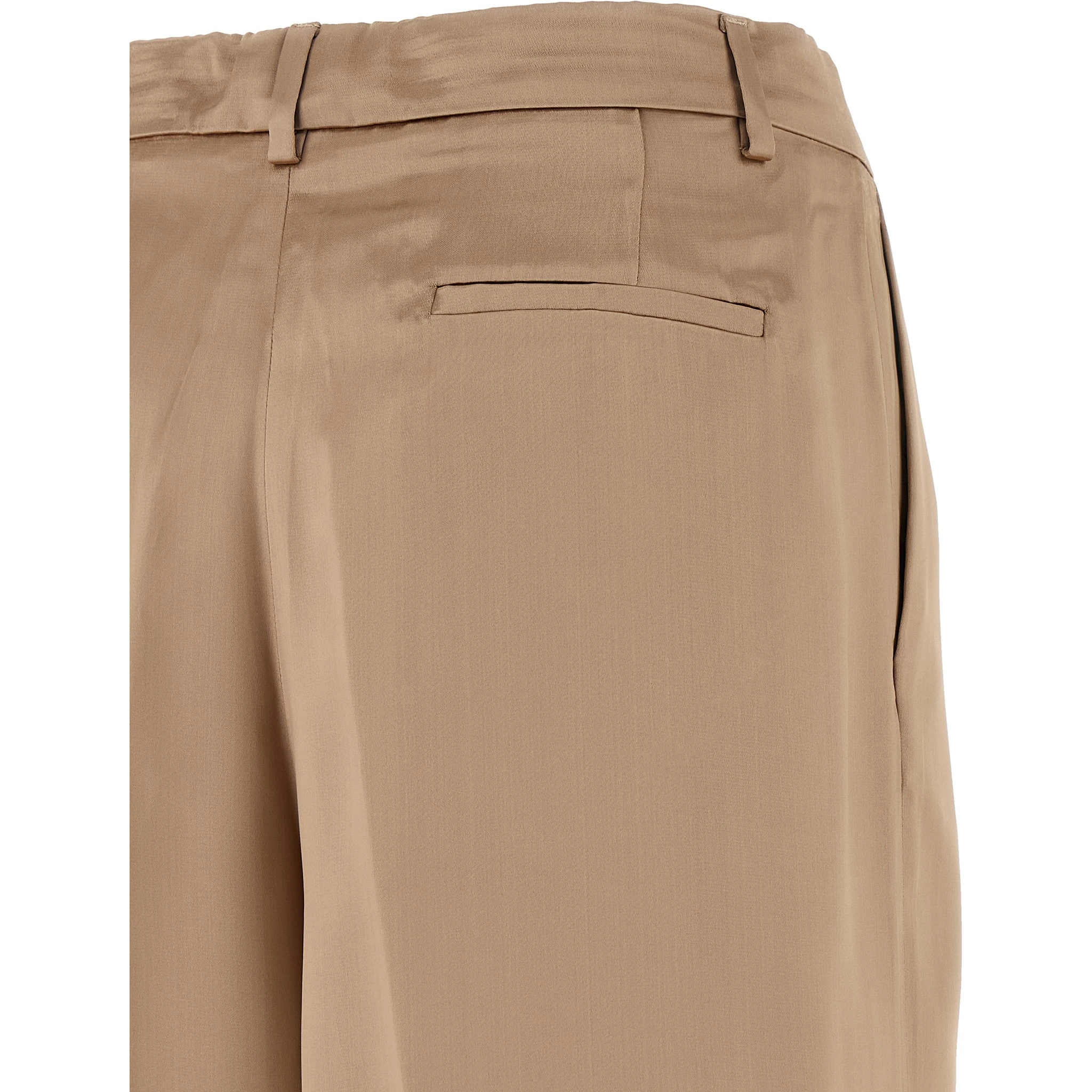 Beige Viscose Casual Pants