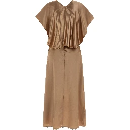 Beige Viscose Midi Dress