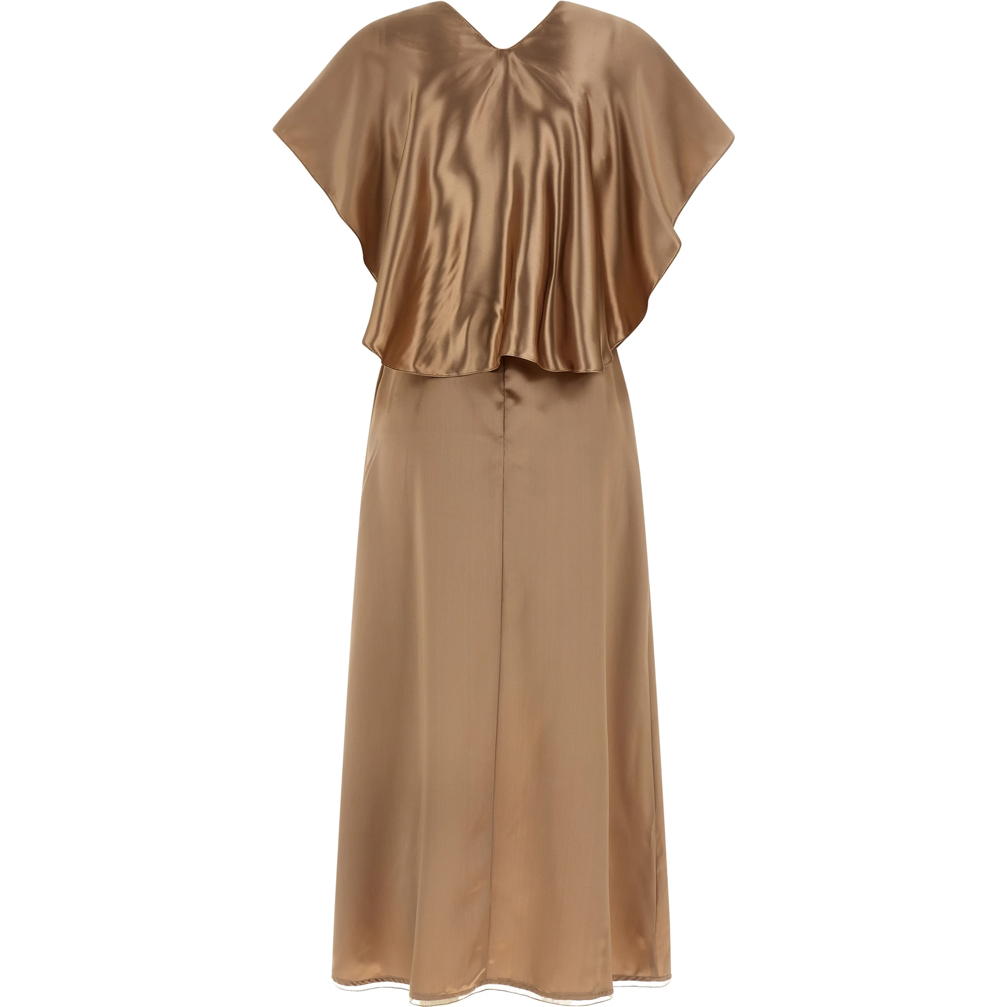 Beige Viscose Midi Dress