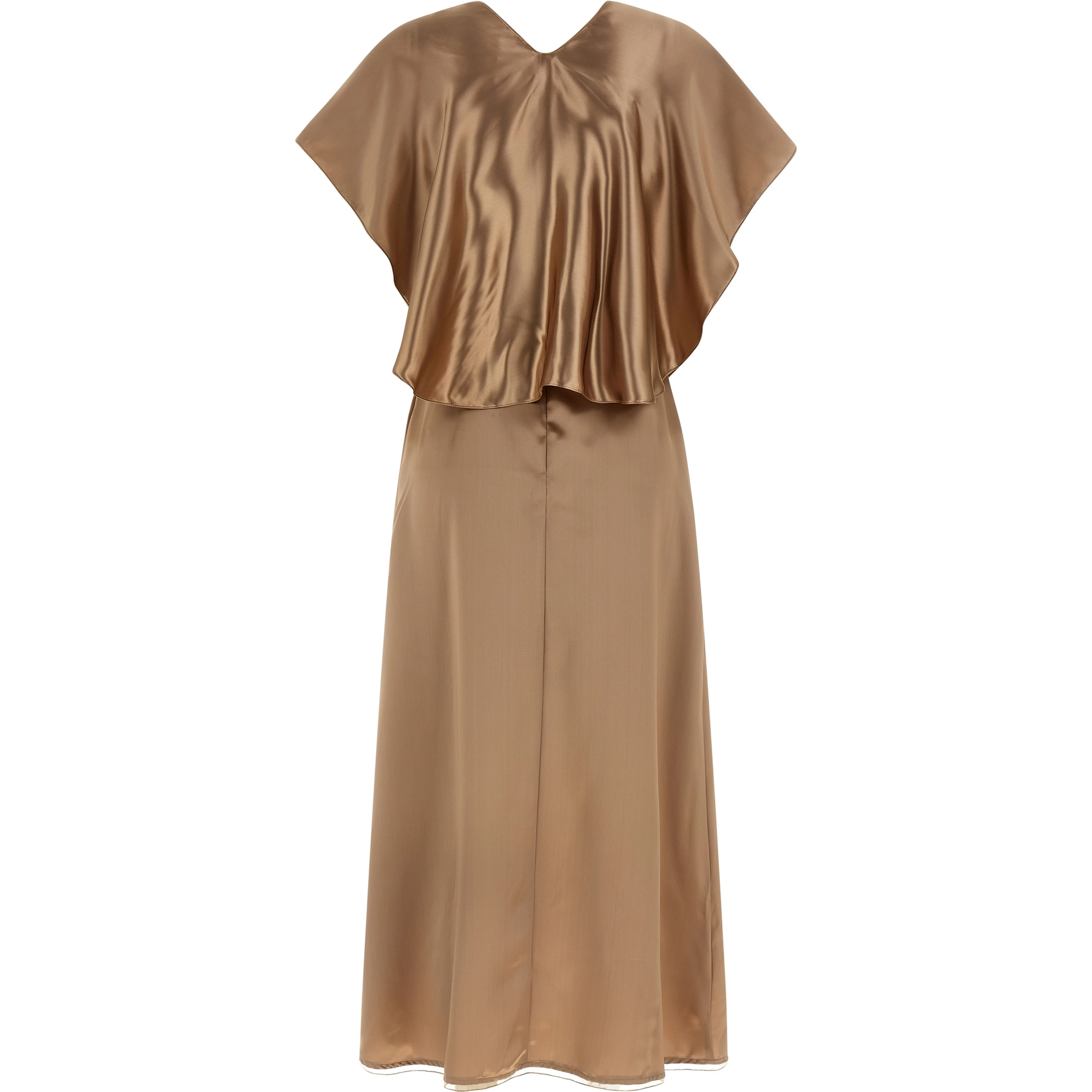 Beige Viscose Midi Dress