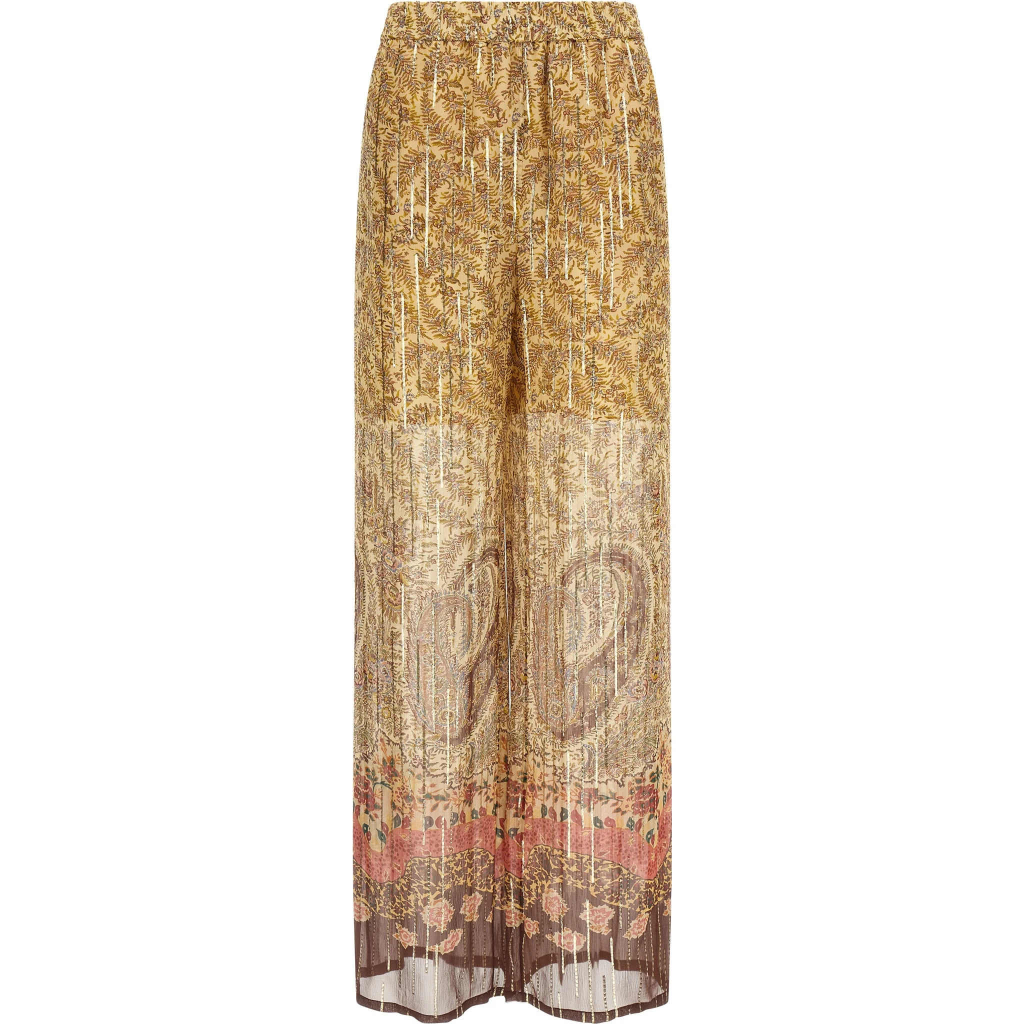 Multicolor Silk Casual Pants