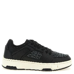 Black Polyester Low Top Sneakers