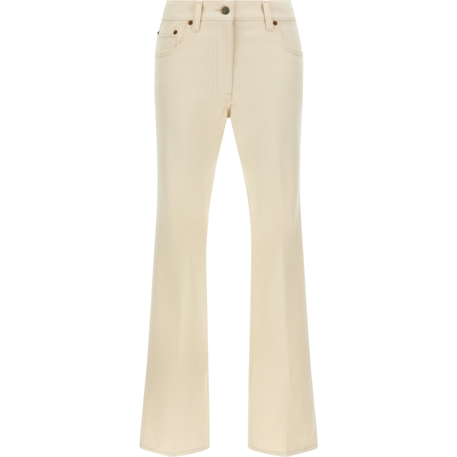 Beige Cotton Flared Jeans