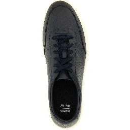 Blue Cowhide Low Top Sneakers