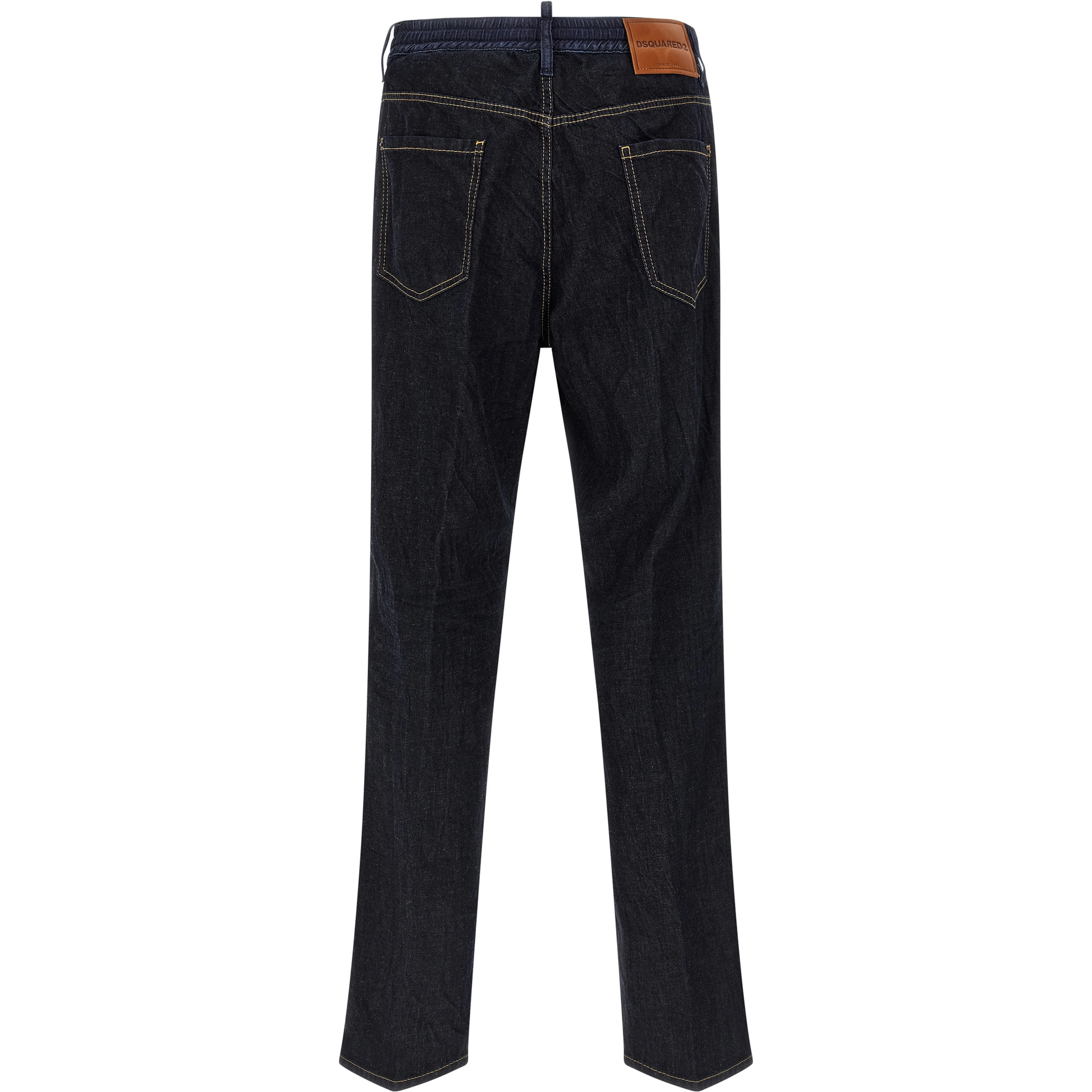 Blue Cotton Straight-Leg Jeans