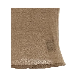 Beige Cotton Sleeveles T-Shirt