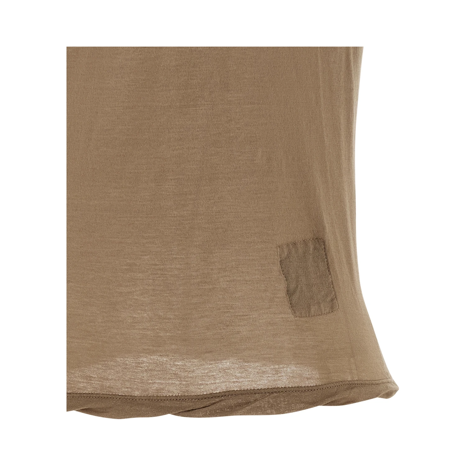 Beige Cotton Sleeveles T-Shirt