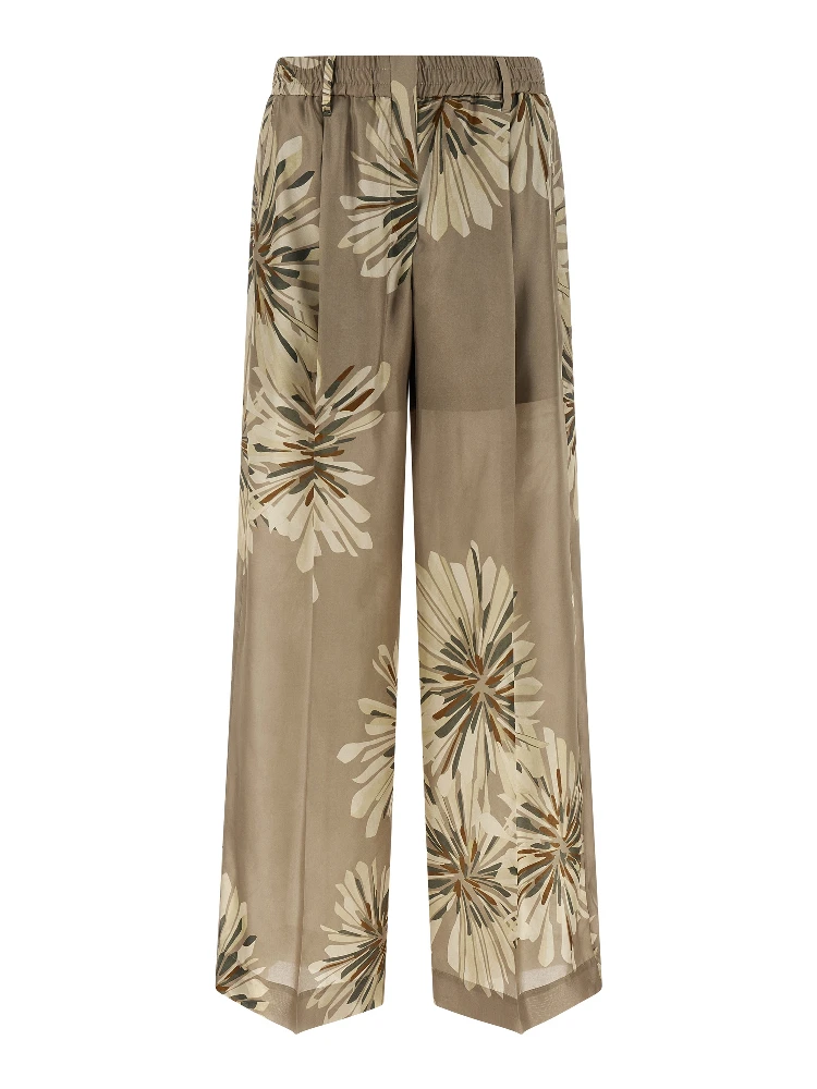 Bicolor Silk Casual Pants