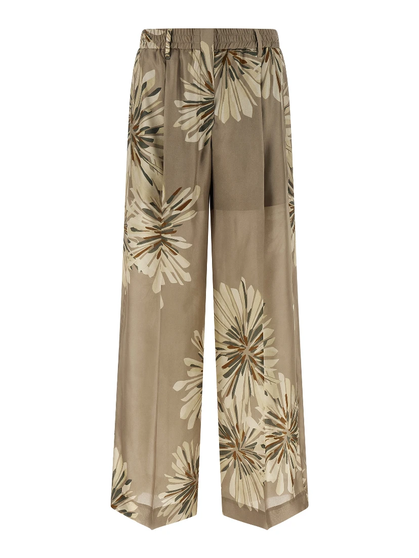 Bicolor Silk Casual Pants