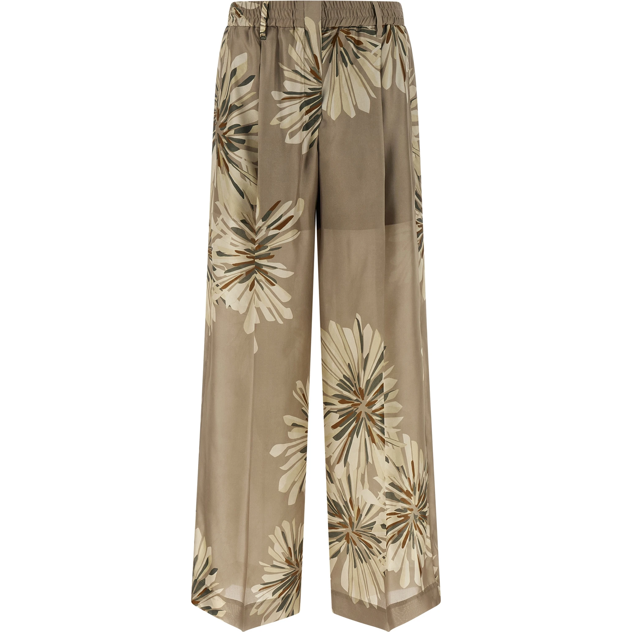 Bicolor Silk Casual Pants