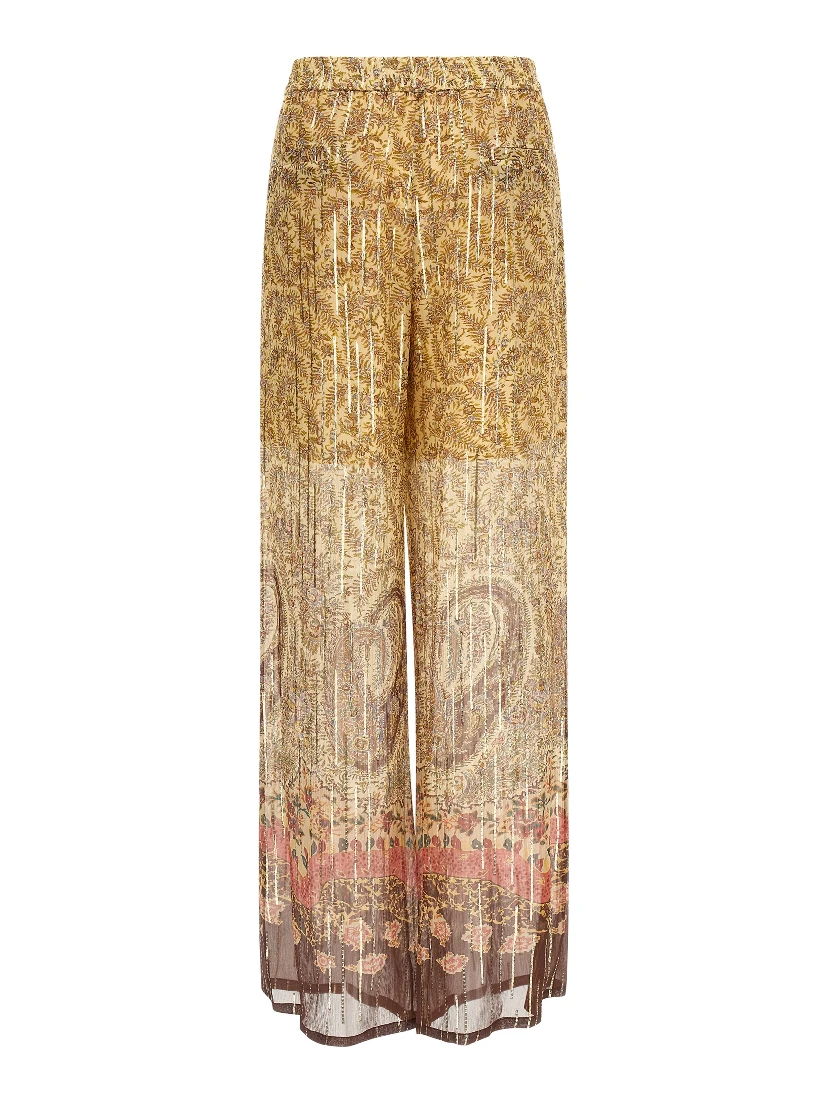 Multicolor Silk Casual Pants
