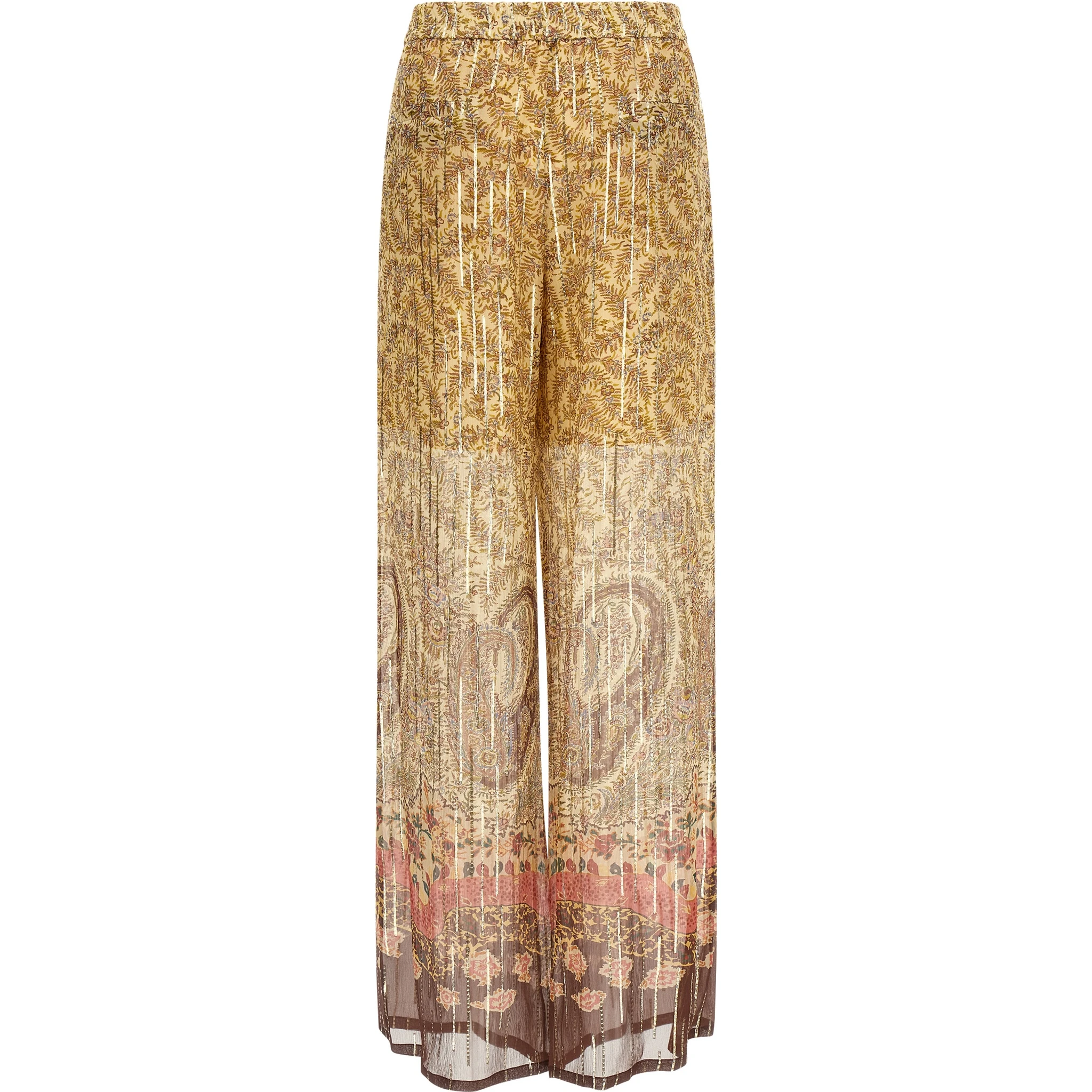 Multicolor Silk Casual Pants
