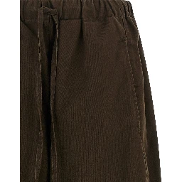 Brown Cotton Casual Pants