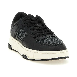 Black Polyester Low Top Sneakers