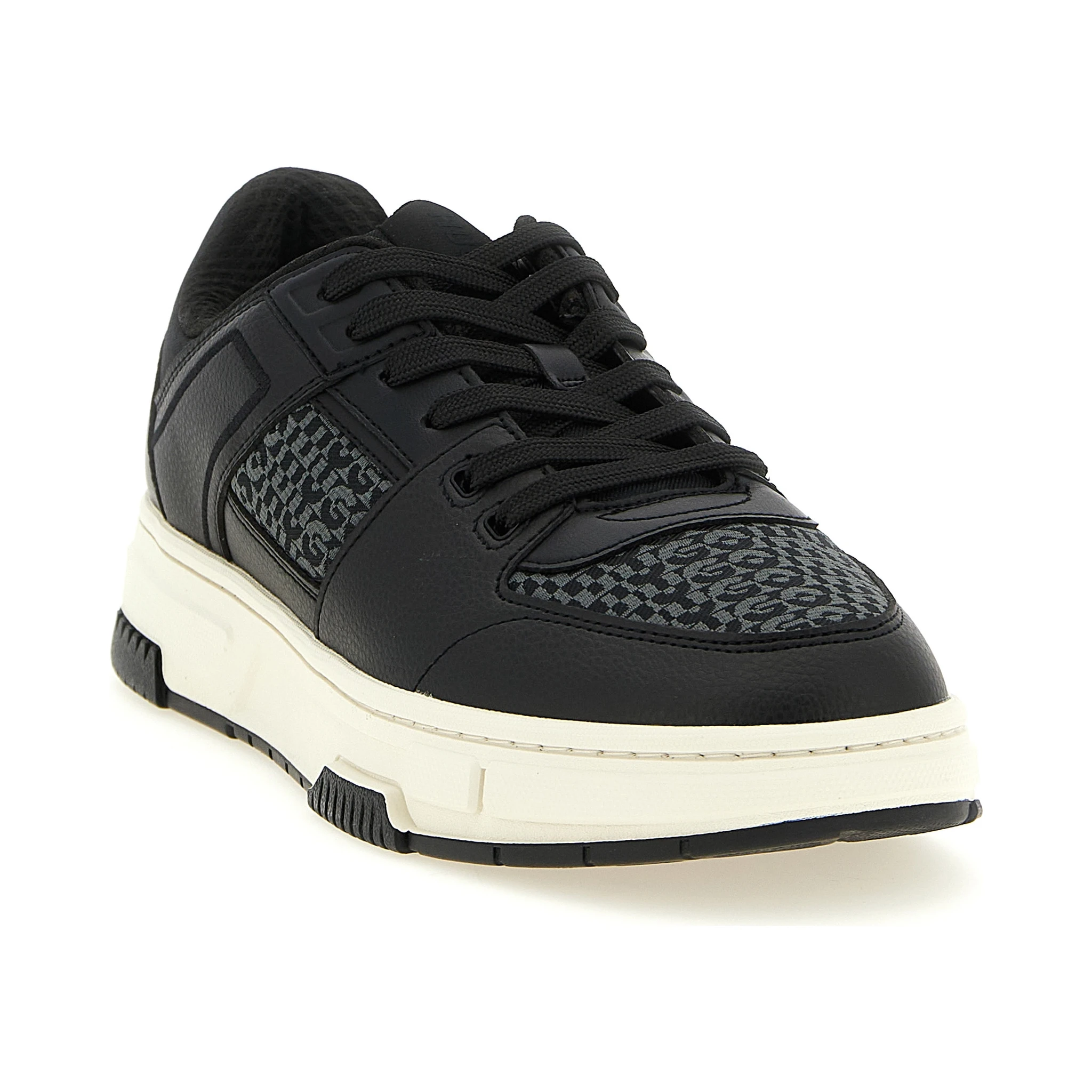Black Polyester Low Top Sneakers