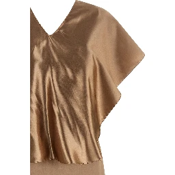 Beige Viscose Midi Dress