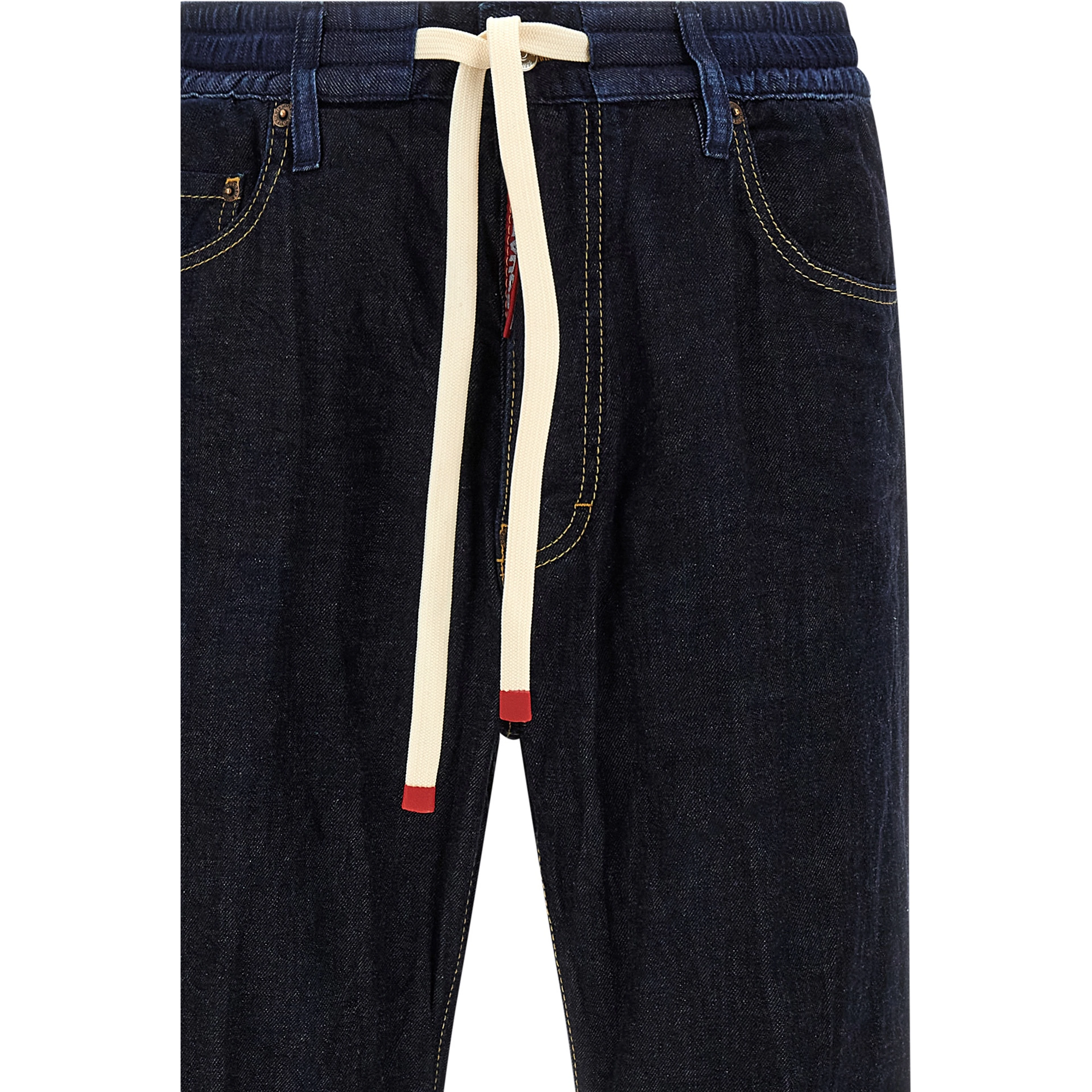 Blue Cotton Straight-Leg Jeans