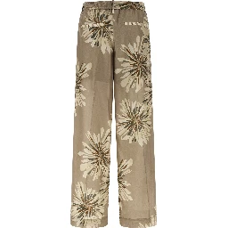 Bicolor Silk Casual Pants