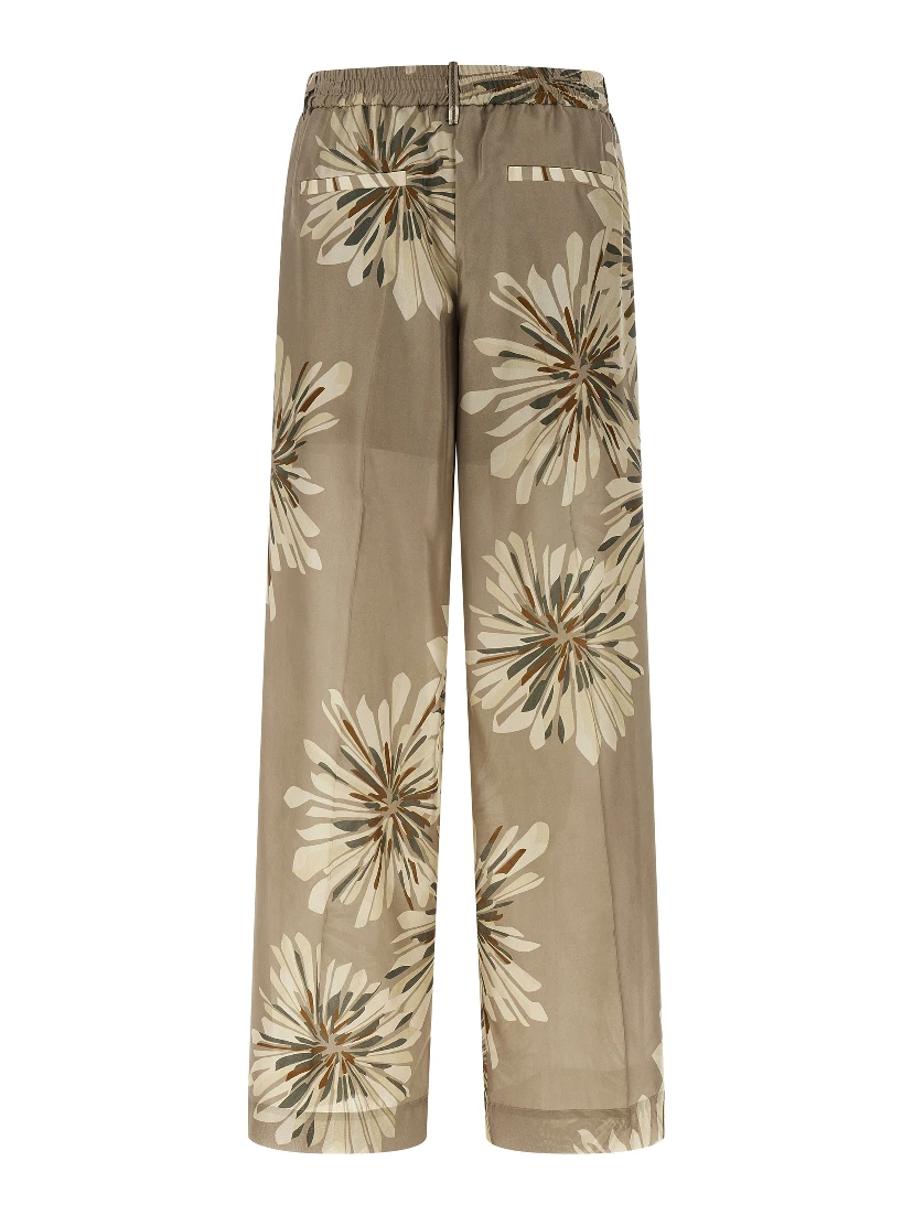 Bicolor Silk Casual Pants