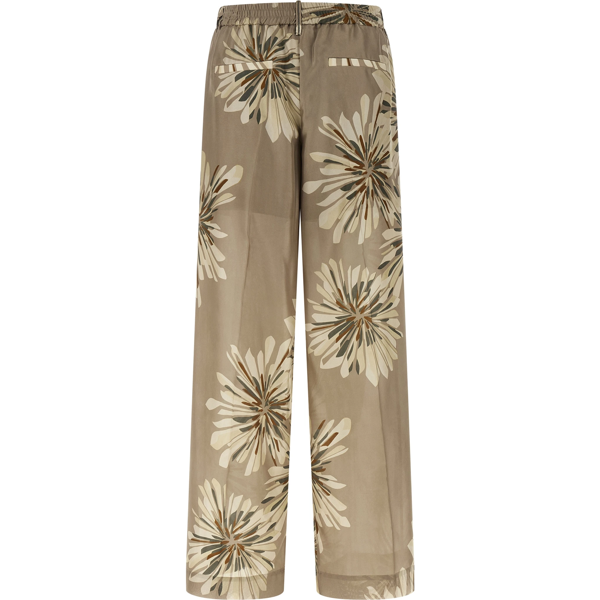 Bicolor Silk Casual Pants