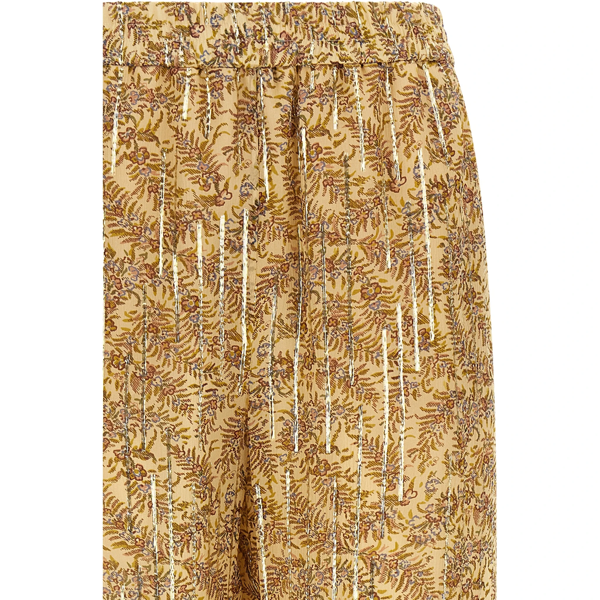 Multicolor Silk Casual Pants