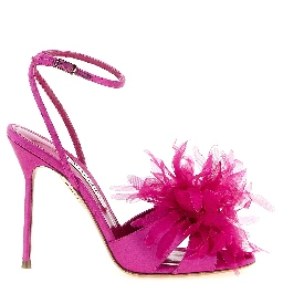 Fuchsia Textile Stiletto Heel Sandals