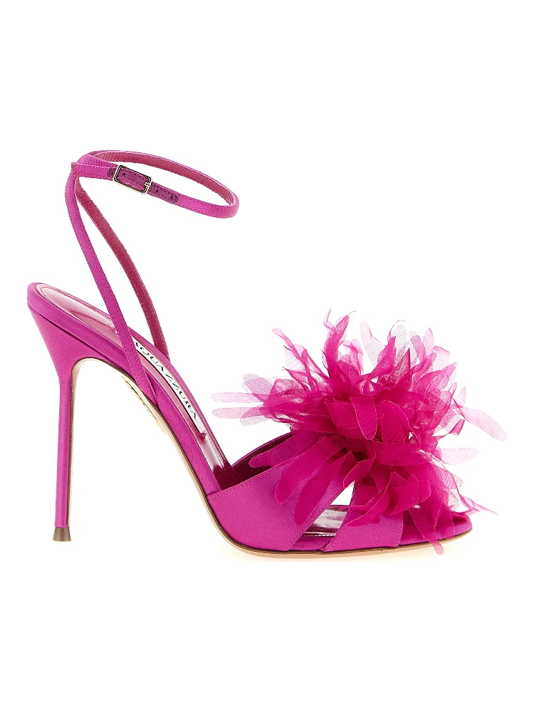 Fuchsia Textile Stiletto Heel Sandals