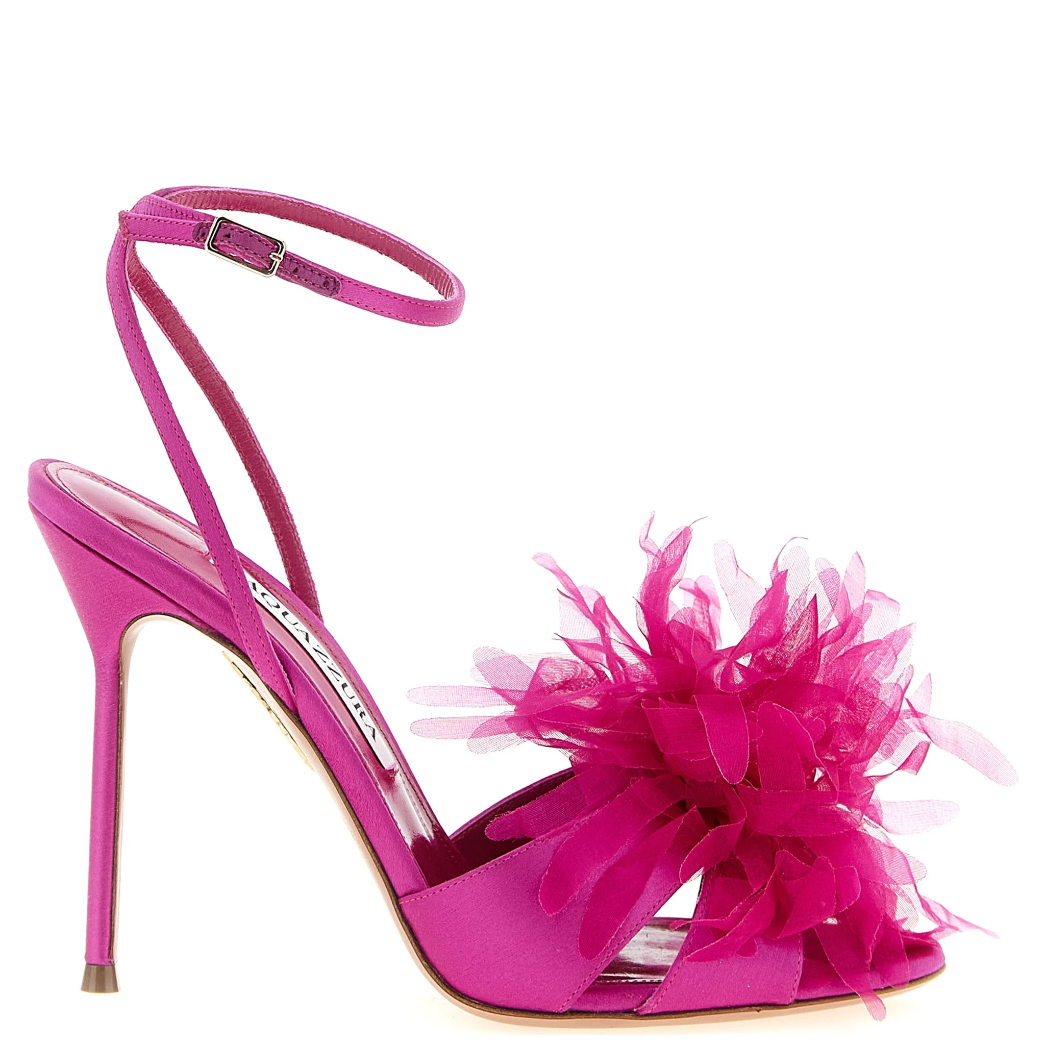 Fuchsia Textile Stiletto Heel Sandals