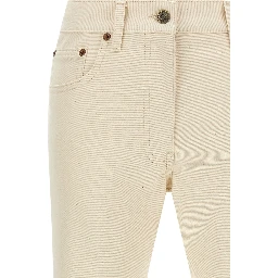 Beige Cotton Flared Jeans