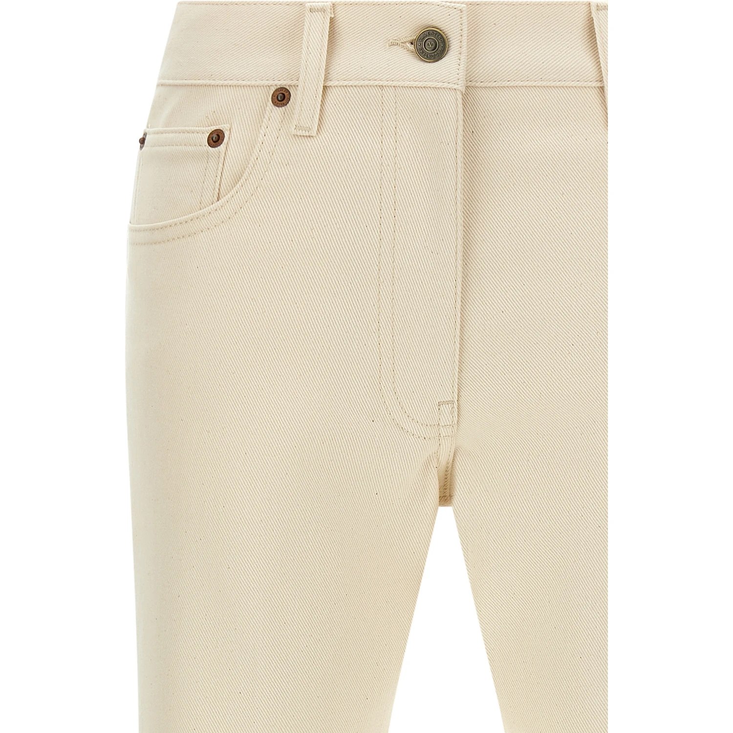 Beige Cotton Flared Jeans
