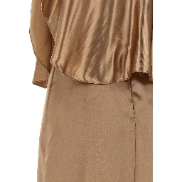 Beige Viscose Midi Dress