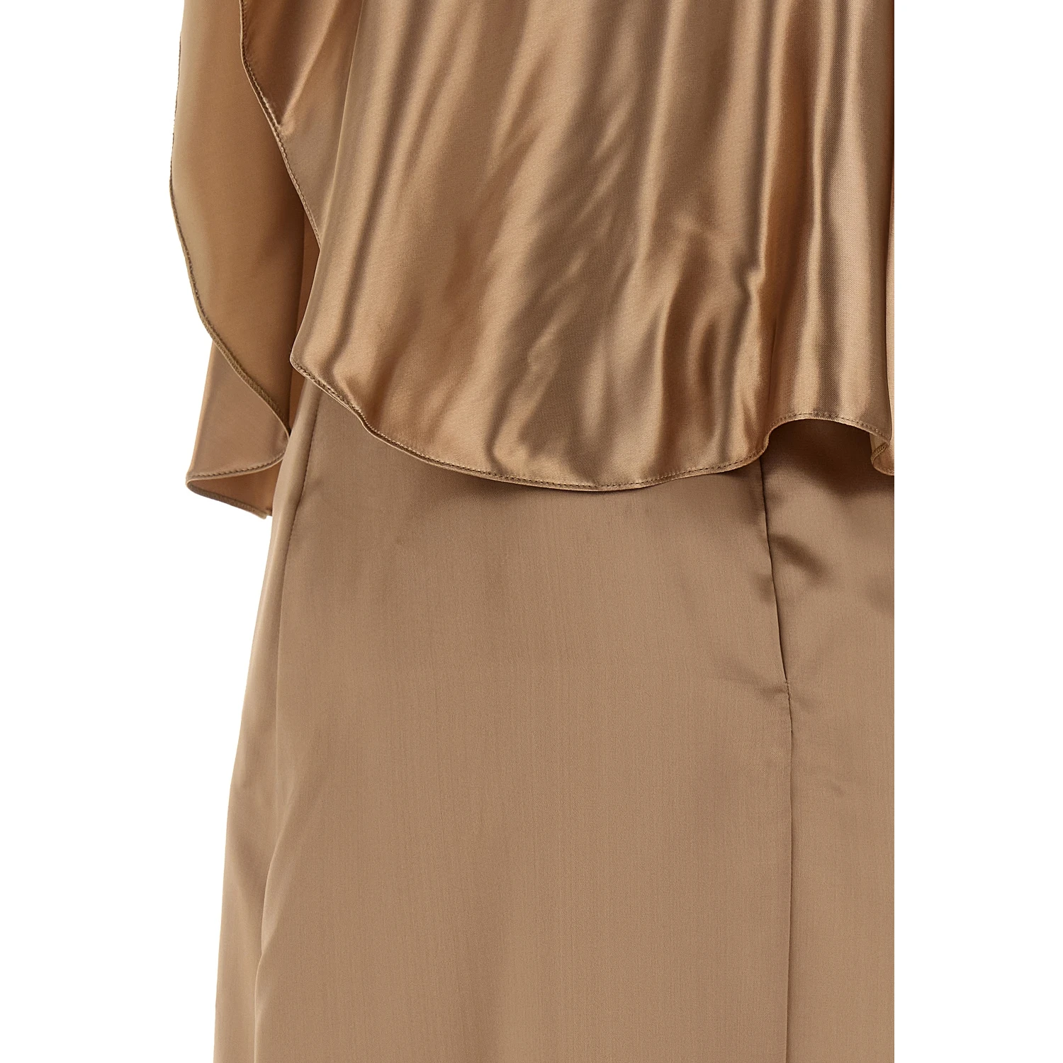 Beige Viscose Midi Dress
