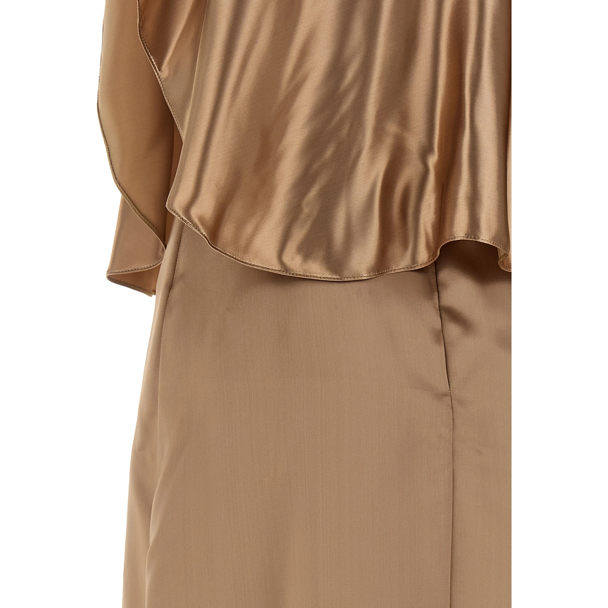 Beige Viscose Midi Dress