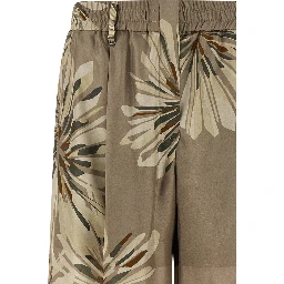 Bicolor Silk Casual Pants