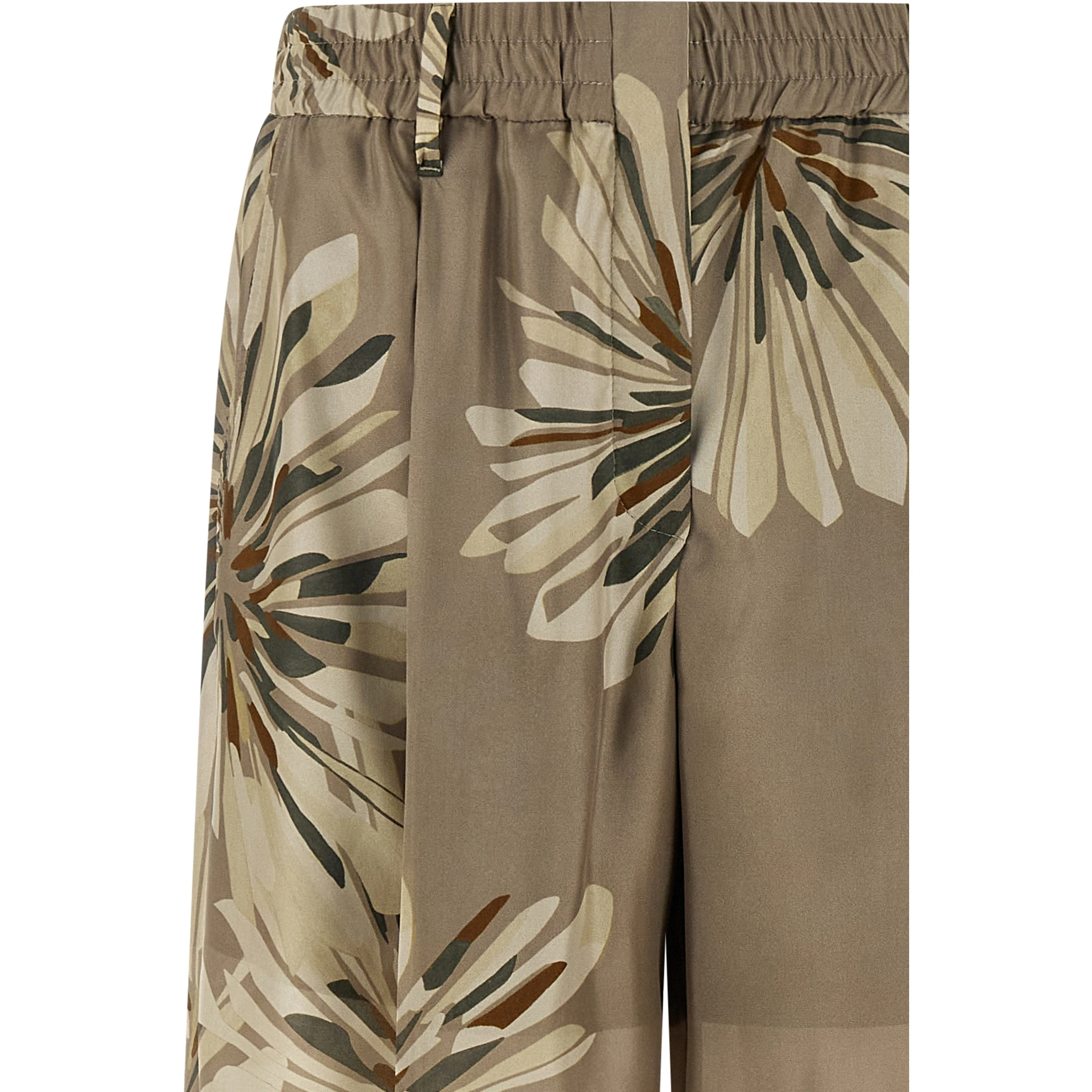 Bicolor Silk Casual Pants