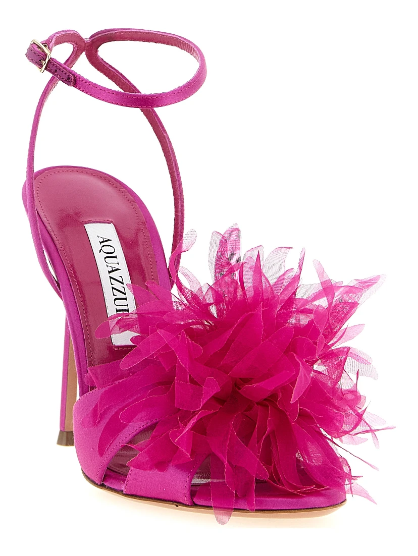 Fuchsia Textile Stiletto Heel Sandals