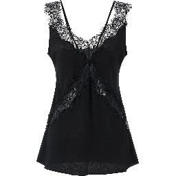 Black Viscose Sleeveles T-Shirt