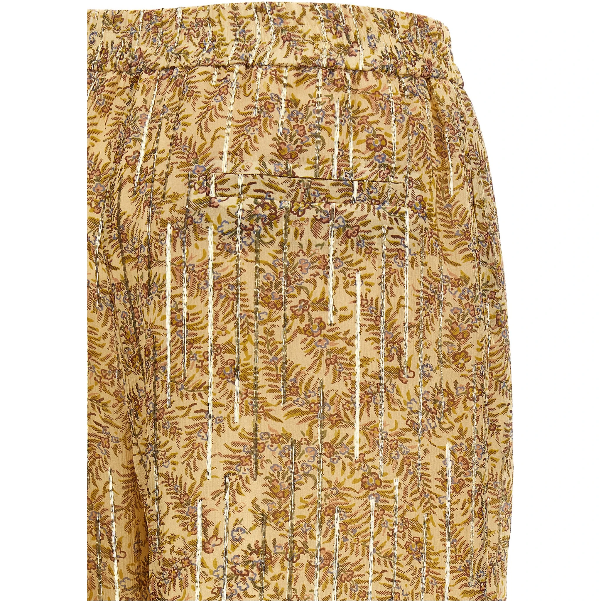 Multicolor Silk Casual Pants