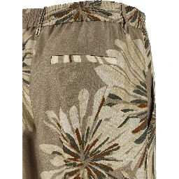Bicolor Silk Casual Pants