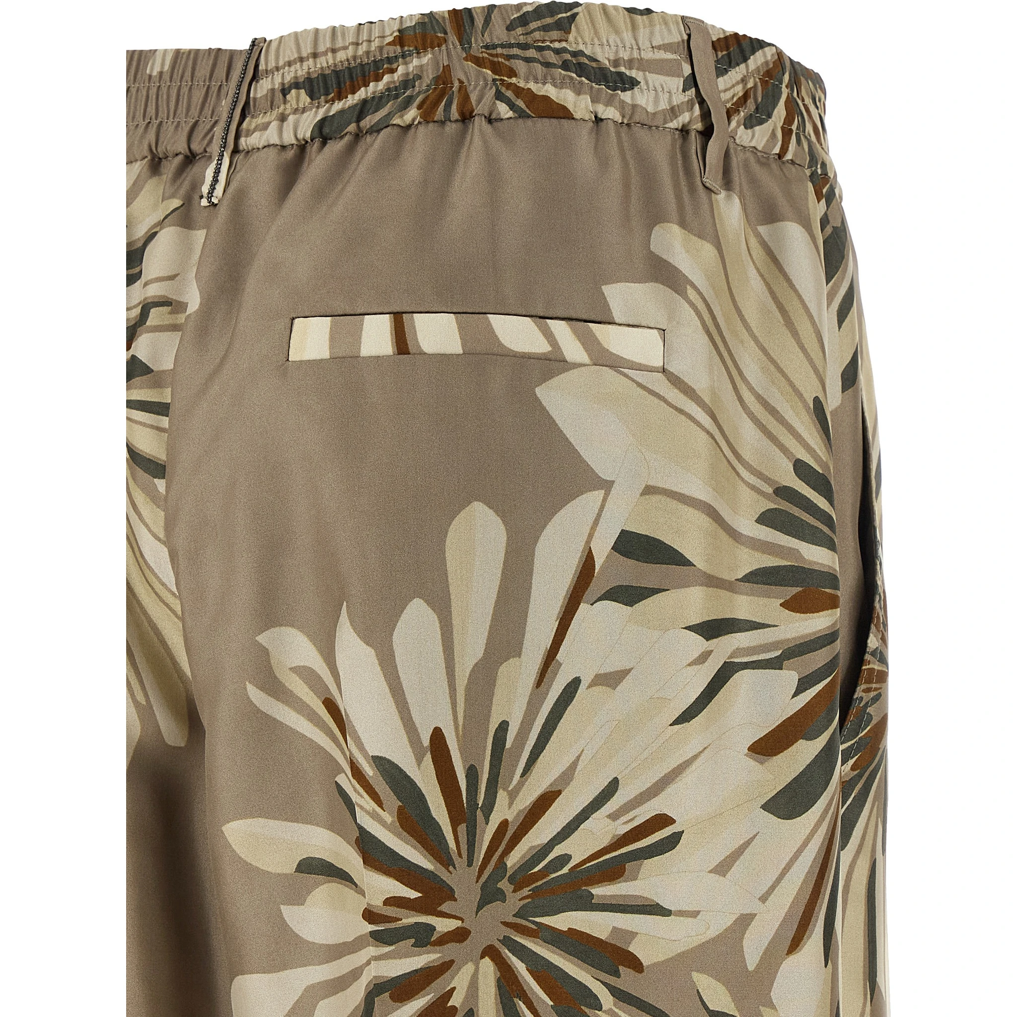 Bicolor Silk Casual Pants