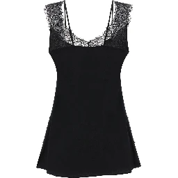 Black Viscose Sleeveles T-Shirt