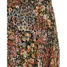 Multicolor Silk Midi Skirt