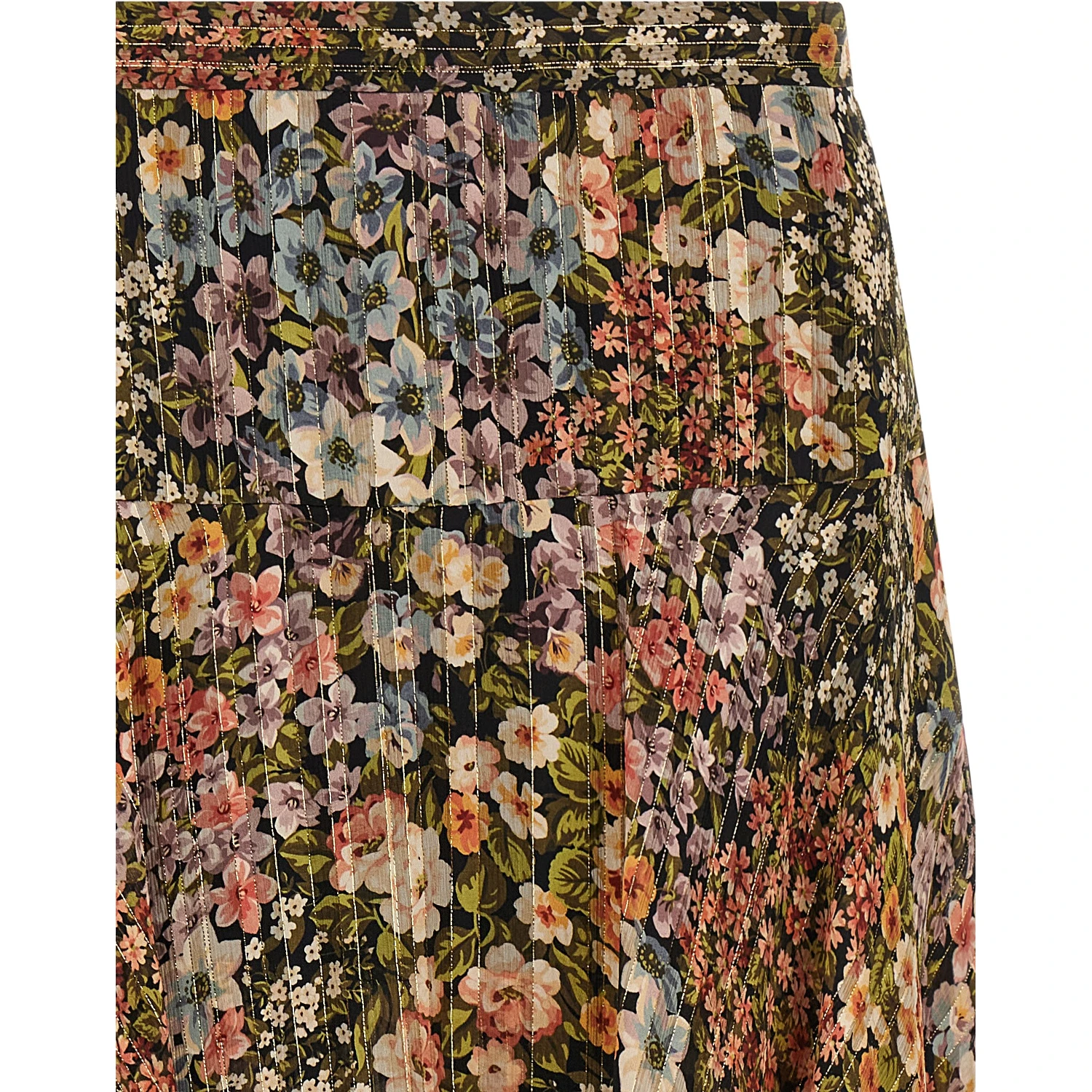 Multicolor Silk Midi Skirt