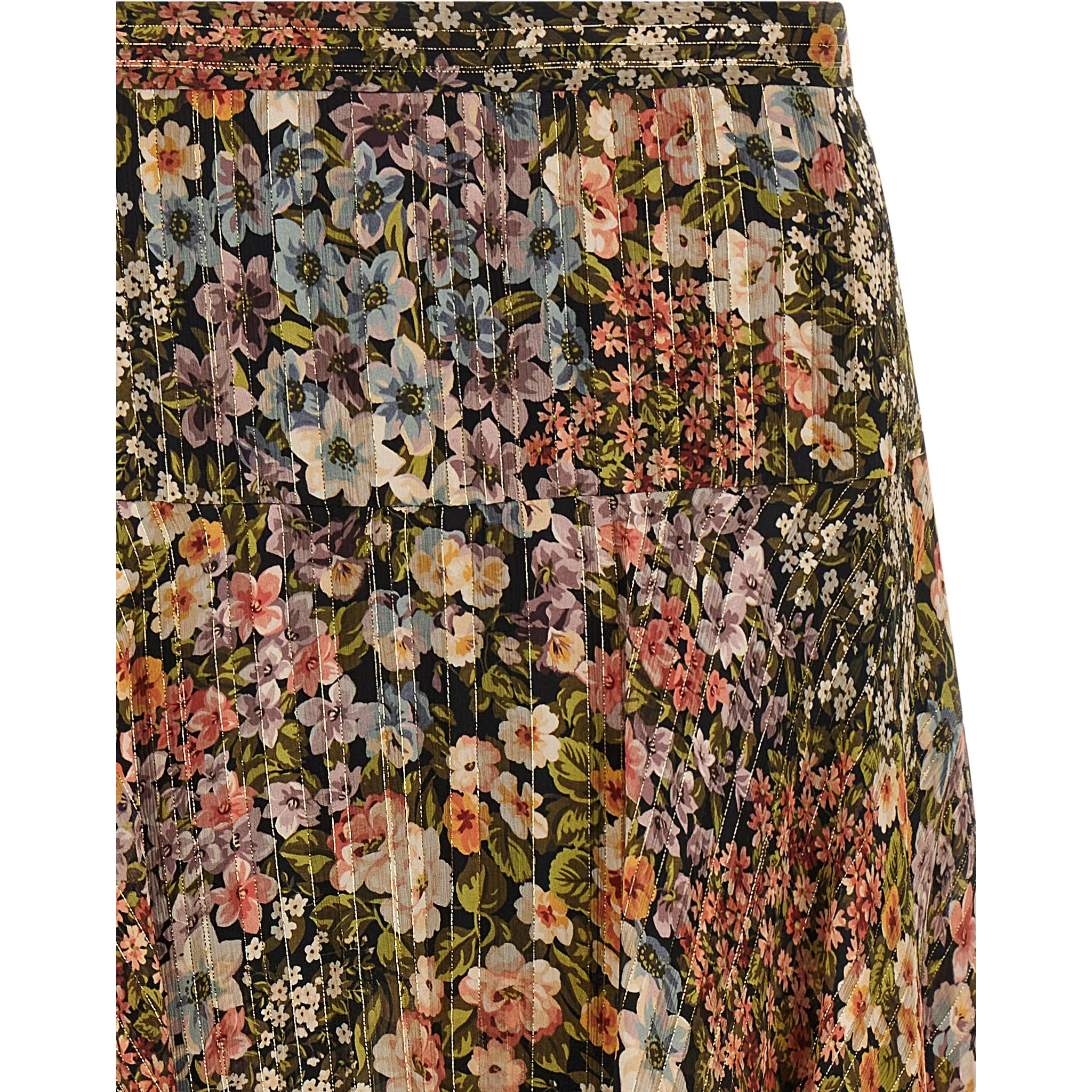 Multicolor Silk Midi Skirt